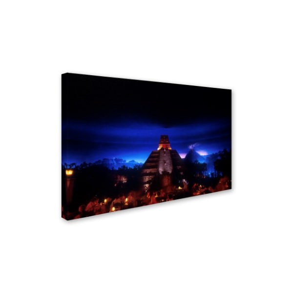 Robert K Jones 'Night Epcot Mayan Pyramid 2' Canvas Art,30x47